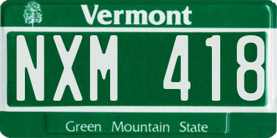 VT license plate NXM418