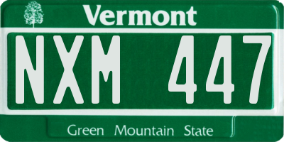 VT license plate NXM447
