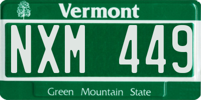 VT license plate NXM449