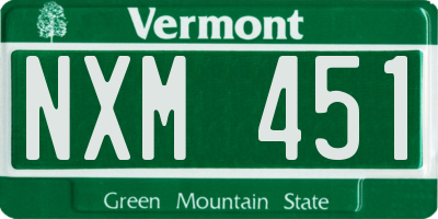 VT license plate NXM451
