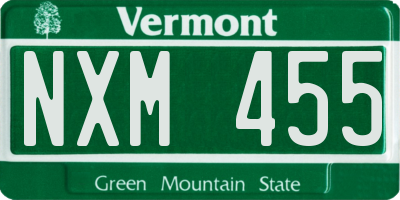 VT license plate NXM455
