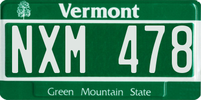 VT license plate NXM478