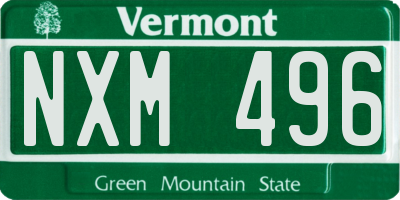 VT license plate NXM496