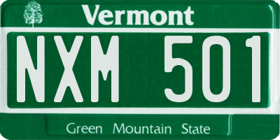 VT license plate NXM501