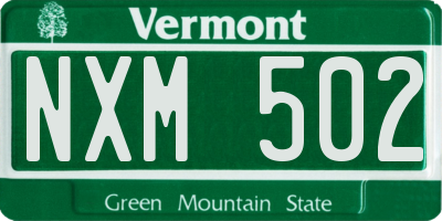 VT license plate NXM502