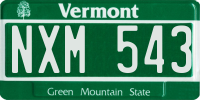 VT license plate NXM543