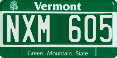 VT license plate NXM605
