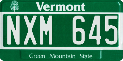 VT license plate NXM645