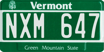 VT license plate NXM647