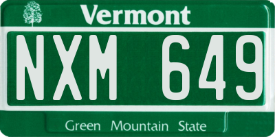 VT license plate NXM649