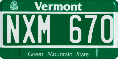 VT license plate NXM670