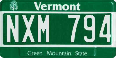 VT license plate NXM794