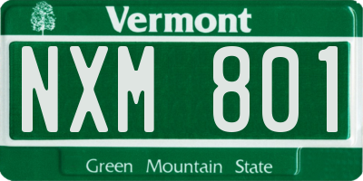 VT license plate NXM801
