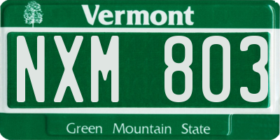 VT license plate NXM803