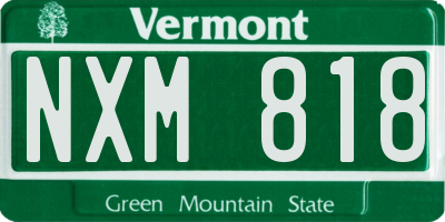 VT license plate NXM818