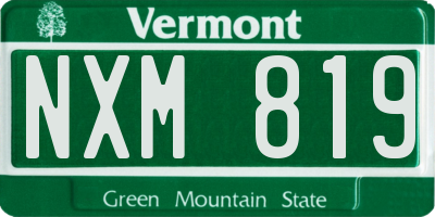 VT license plate NXM819