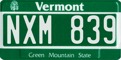 VT license plate NXM839
