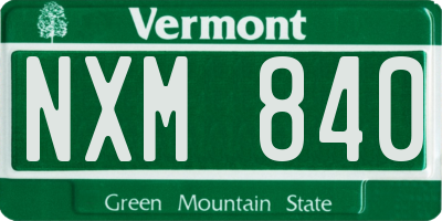 VT license plate NXM840