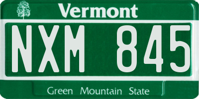 VT license plate NXM845