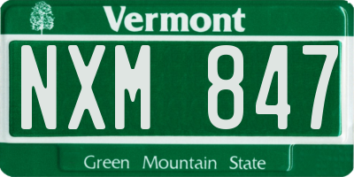 VT license plate NXM847