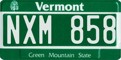 VT license plate NXM858