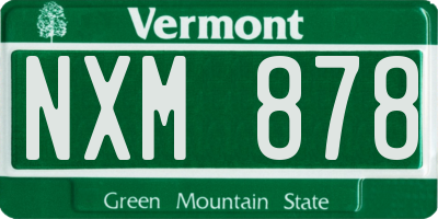 VT license plate NXM878