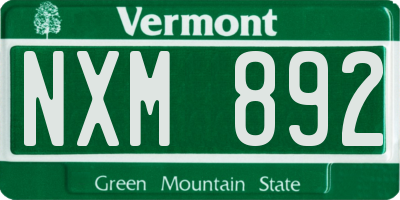 VT license plate NXM892