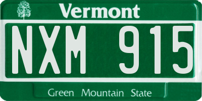 VT license plate NXM915