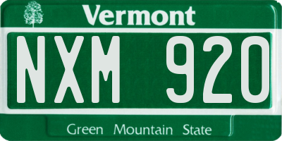 VT license plate NXM920