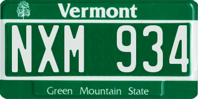 VT license plate NXM934