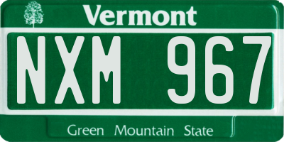 VT license plate NXM967