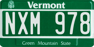 VT license plate NXM978