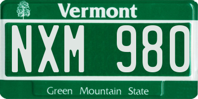 VT license plate NXM980