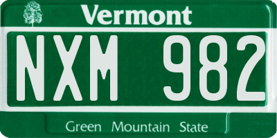 VT license plate NXM982