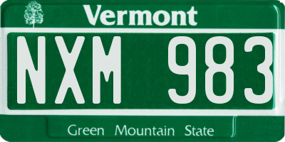 VT license plate NXM983