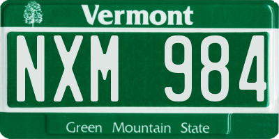 VT license plate NXM984