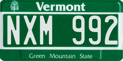 VT license plate NXM992
