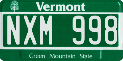 VT license plate NXM998