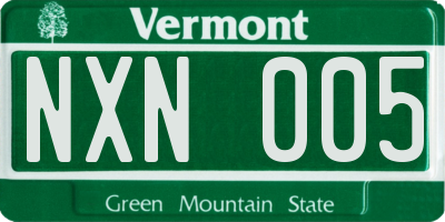 VT license plate NXN005
