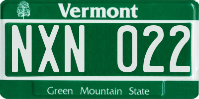 VT license plate NXN022