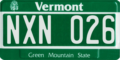 VT license plate NXN026