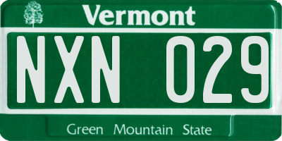 VT license plate NXN029