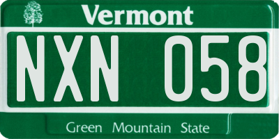VT license plate NXN058