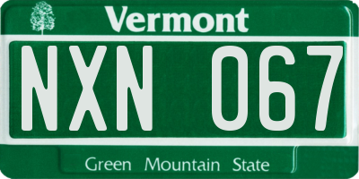 VT license plate NXN067