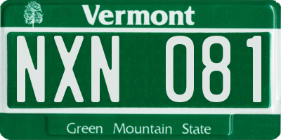 VT license plate NXN081