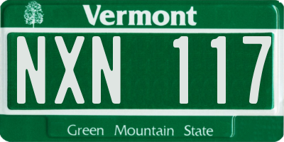 VT license plate NXN117