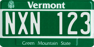 VT license plate NXN123