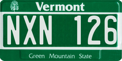 VT license plate NXN126