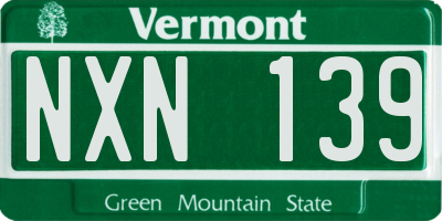 VT license plate NXN139