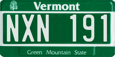 VT license plate NXN191